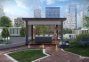 Vnější pergola v jasanově šedé barvě, s vodotěsným BLUETOOTH zvukovým systémem