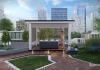 pergola se stíněním zipSCREEN v bílé barvě, s vířivkou Villeroy &amp; Boch