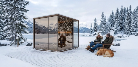 Zrkadlová sklenená sauna